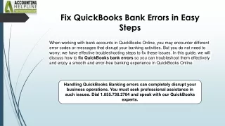 Easy Steps to Fix QuickBooks Banking Error 108