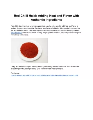 Red Chilli Halal_ Adding Heat and Flavor with Authentic Ingredients