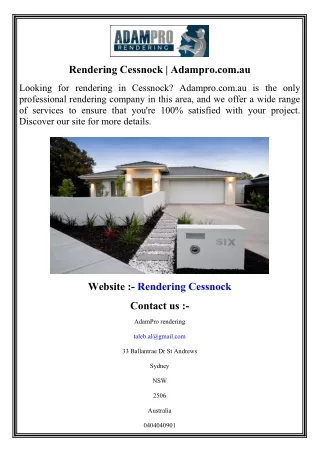 Rendering Cessnock   Adampro.com.au