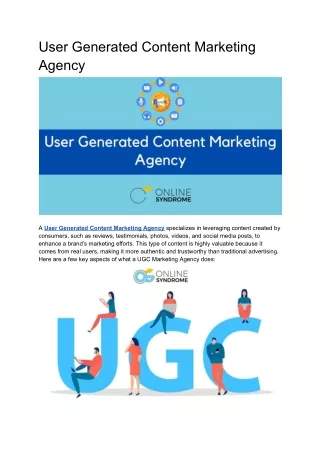 User Generated Content Marketing Agency