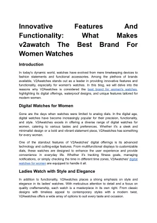 Innovative Features And Functionality_ What Makes v2awatch The Best Brand For Women Watches