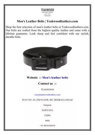 Men's Leather Belts   Teakwoodleathers.com