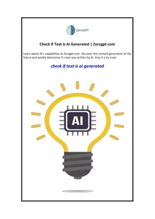 Check If Text Is Ai Generated  Zerogpt.com