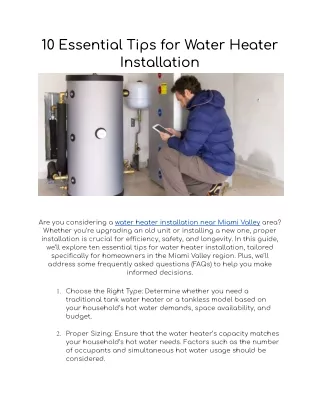 10 Essential Tips for Water Heater Installation