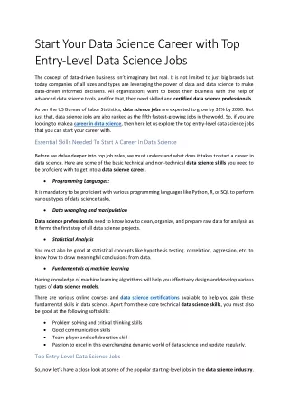 Start Your Data Science Career With Top Entry-Level Data Science Jobs