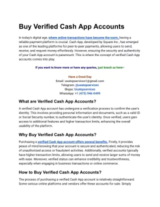 Buy Verified Cash App Accounts For Grow Business