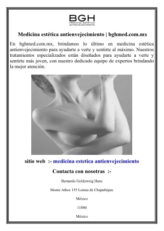 Medicina estética antienvejecimiento   bghmed.com.mx