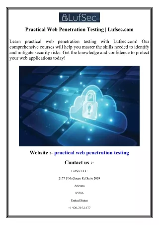 Practical Web Penetration Testing    Lufsec.com