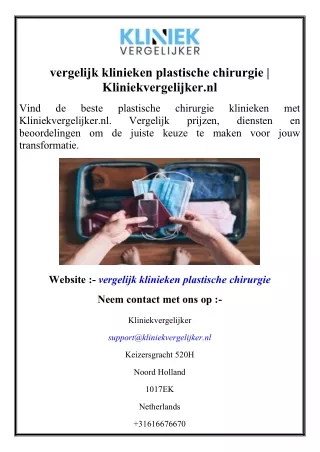 vergelijk klinieken plastische chirurgie  Kliniekvergelijker.nl