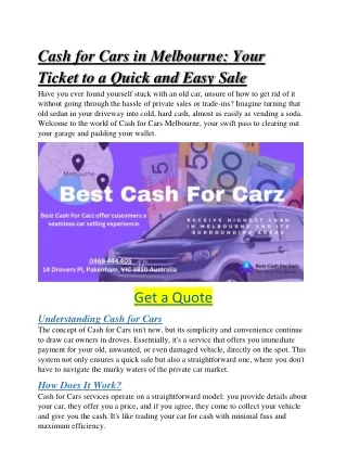 Cash for Cars in Melbourne