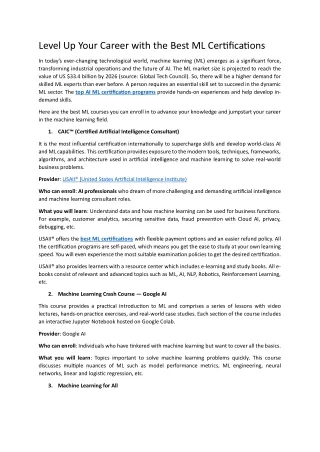 Level Up Your Career with the Best ML Certifications