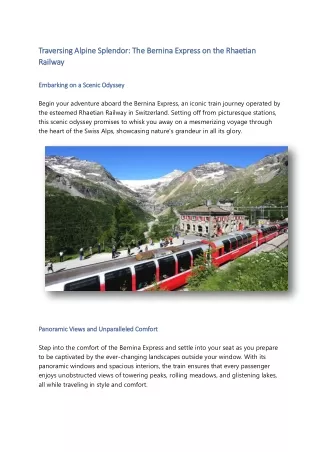 Traversing Alpine Splendor The Bernina Express on the Rhaetian Railway