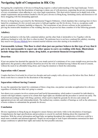 Steer Separation in HK City: Comprehending the Legal Methods and Standards