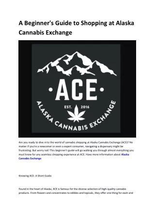 ACE alaska marijuana