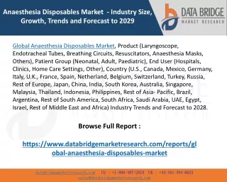 Global Anaesthesia Disposables Market