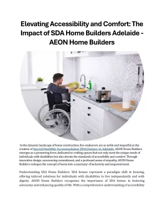 Elevating Accessibility and Comfort The Impact of SDA Home Builders Adelaide - AEON Home Builders