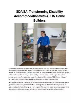 SDA SA Transforming Disability Accommodation with AEON Home Builders