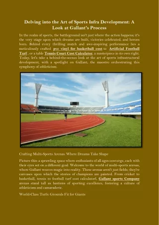 Delving into the Art of Sports Infra Development A Look at Gallant's Process