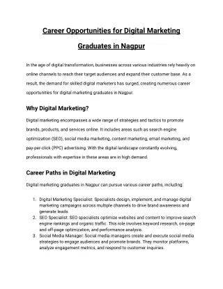 Career opportunities for digital marketing graduates in Nagpur