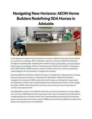 Navigating New Horizons AEON Home Builders Redefining SDA Homes in Adelaide