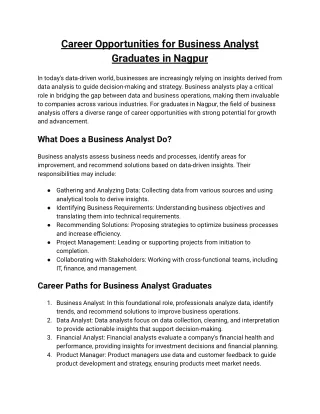 Career opportunities for business analyst course in Nagpur