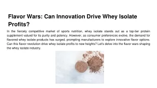 Flavor Wars_ Can Innovation Drive Whey Isolate Profits_