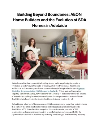 Building Beyond Boundaries AEON Home Builders and the Evolution of SDA Homes in Adelaide