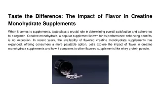 Taste the Difference_ The Impact of Flavor in Creatine Monohydrate Supplements