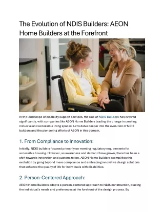 The Evolution of NDIS Builders AEON Home Builders at the Forefront