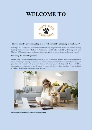 Virtual Dog Training Services in Marlton