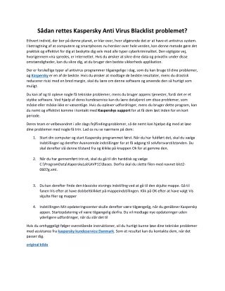 Sådan rettes Kaspersky Anti Virus Blacklist problemet
