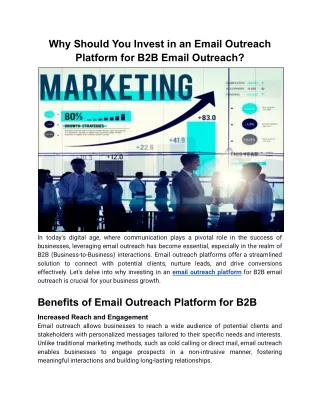 Why Should You Invest in an Email Outreach Platform for B2B Email Outreach