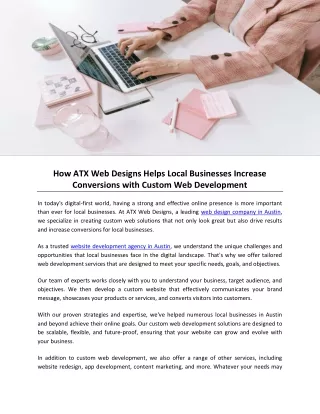How ATX Web Designs Helps Local Businesses Increase Conversions with Custom Web Development