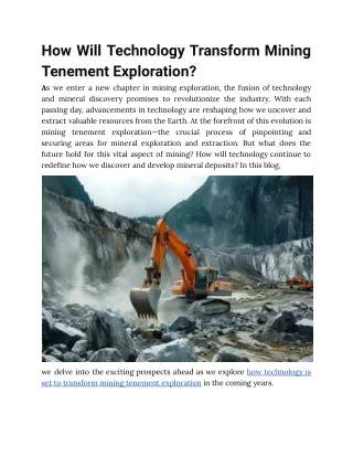 How Will Technology Transform Mining Tenement Exploration