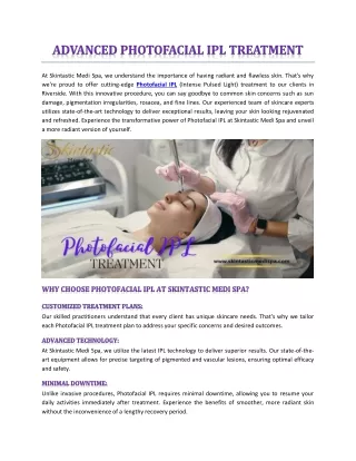 Advanced Photofacial IPL Treatment