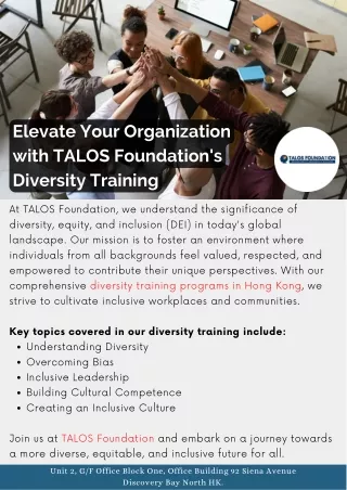 Elevate Your Organization with TALOS Foundation's Diversity Training