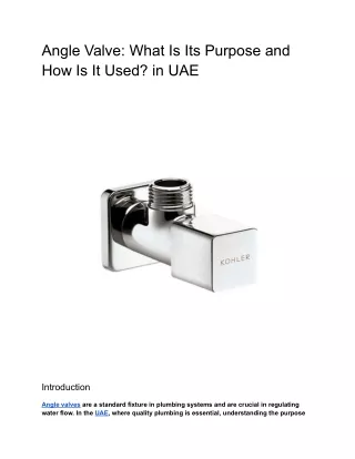 Angle Valve_ What Is Its Purpose and How Is It Used_ in UAE