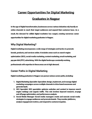 Career opportunities for digital marketing graduates