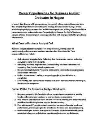 Career opportunities for business analyst graduates in Nagpur