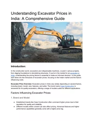 Understanding Excavator Prices in India_ A Comprehensive Guide