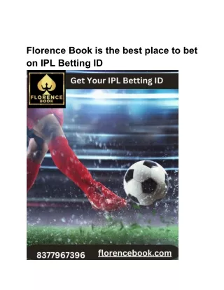 Florence Book is the best place to bet on IPL Betting ID