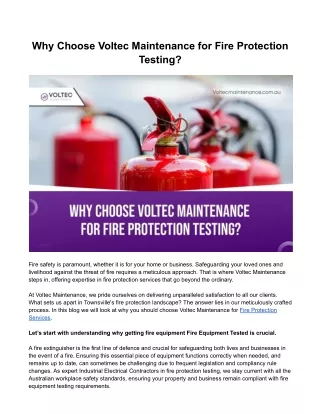 Why Choose Voltec Maintenance for Fire Protection Testing?