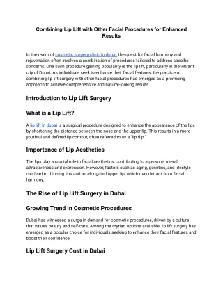 Combining Lip Lift with Other Facial Procedures for Enhanced Results