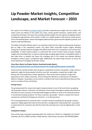 Lip Powder Market Insights