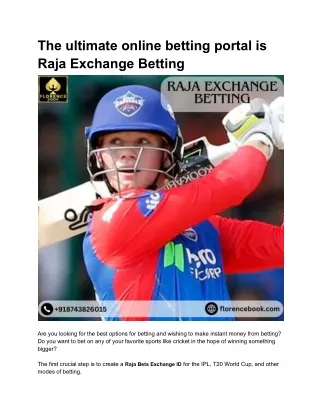 The ultimate online betting portal is Raja Exchange Betting