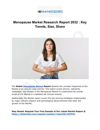 Menopause Market I Global Outlook and Forecast 2024-2032