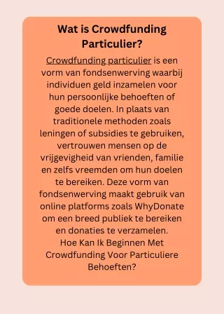 Wat is Crowdfunding Particulier.