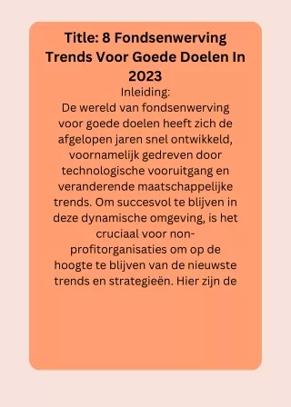 8 Fondsenwerving Trends Voor Goede Doelen In 2023.