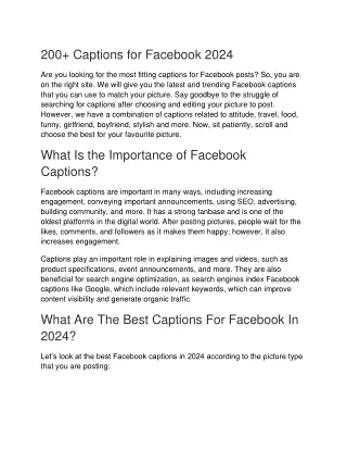 200  captions for Facebook 2024