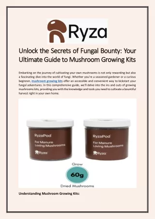 Unlock the Secrets of Fungal Bounty Your Ultimate Guide to Mushroom Growing Kits